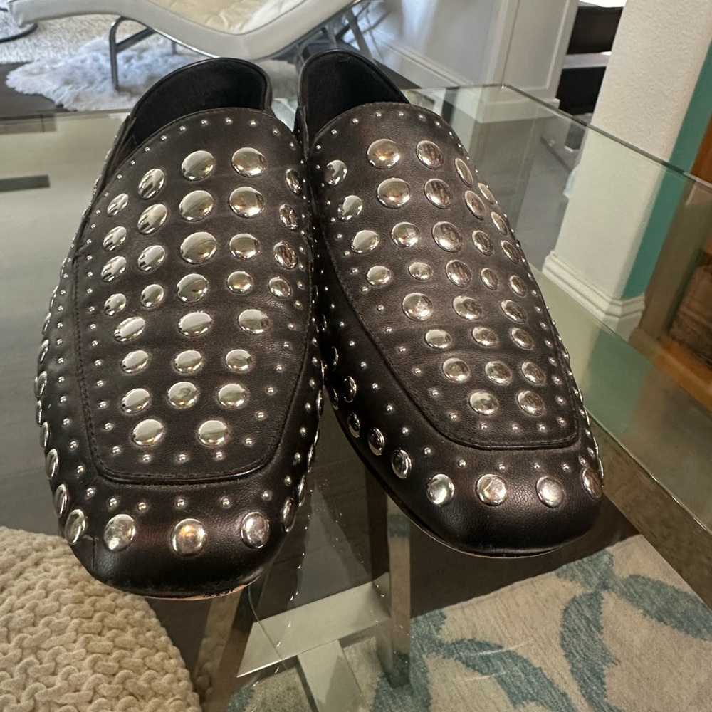 1. State Black Studded Slip-On Loafers Size 8